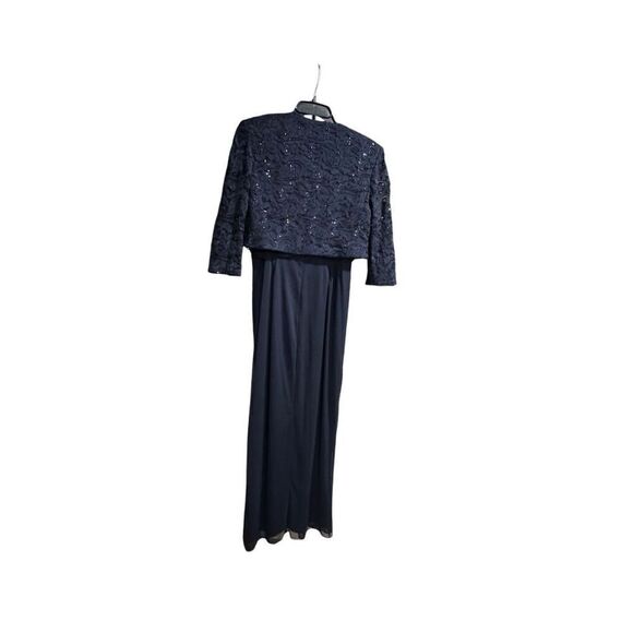 R & M Richards navy blue lace cocktail gown evening dress 8 - Picture 2 of 13